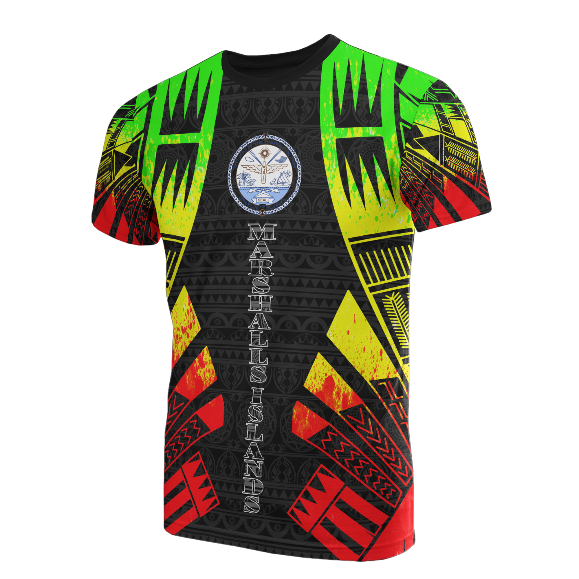 Marshall Islands T Shirt Marshall Islands Seal Polynesian Tattoo Reggae Style Unisex Reggae - Polynesian Pride