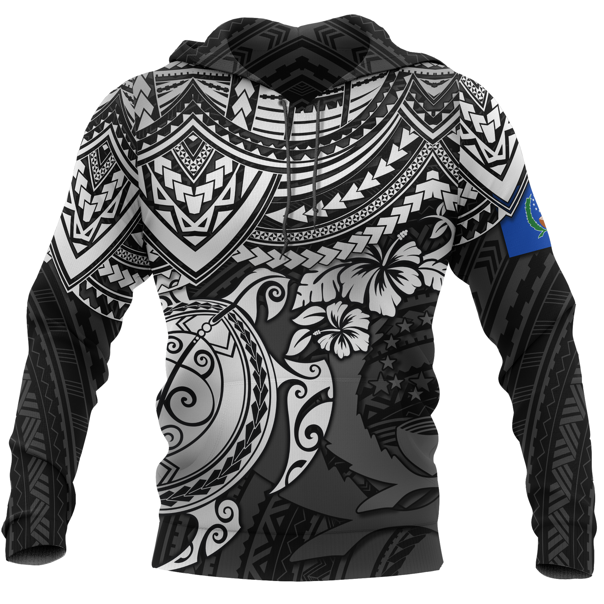 Pohnpei Hoodie Polynesian White Turtle Unisex WHITE - Polynesian Pride