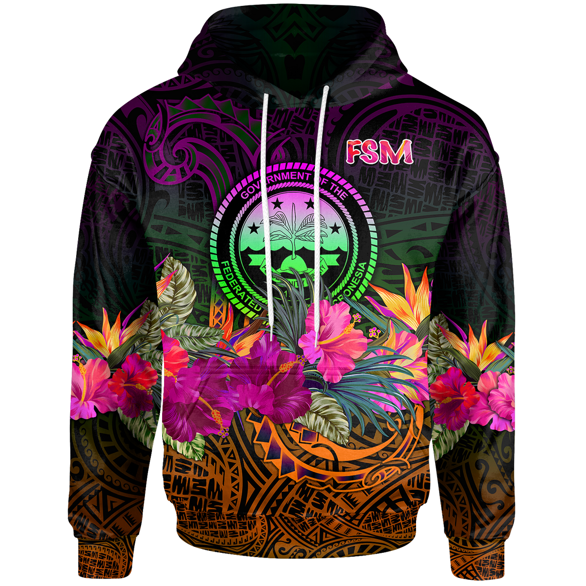 Federated States of Micronesia Hoodie Summer Hibiscus Unisex Reggae - Polynesian Pride