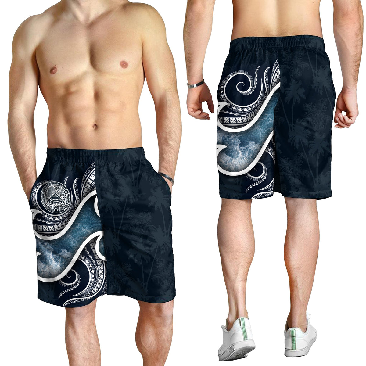 American Samoa Polynesian Men's Shorts - Ocean Style - Polynesian Pride