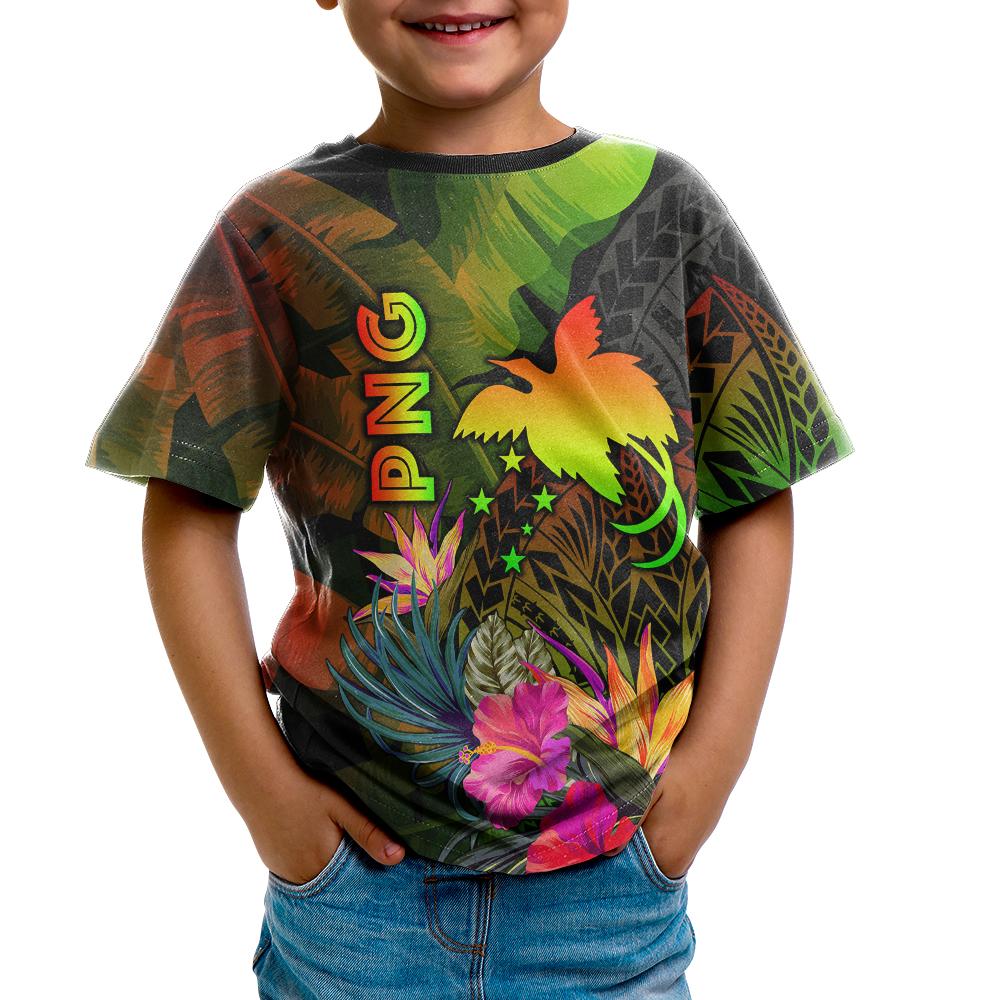 Papua New Guinea Polynesian T Shirt Hibiscus and Banana Leaves - Polynesian Pride