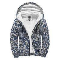 Beige Blue Polynesian Sherpa Hoodie Blue - Polynesian Pride