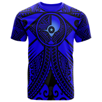 YAP T Shirt Blue Seal with Polynesian Tattoo Unisex Blue - Polynesian Pride