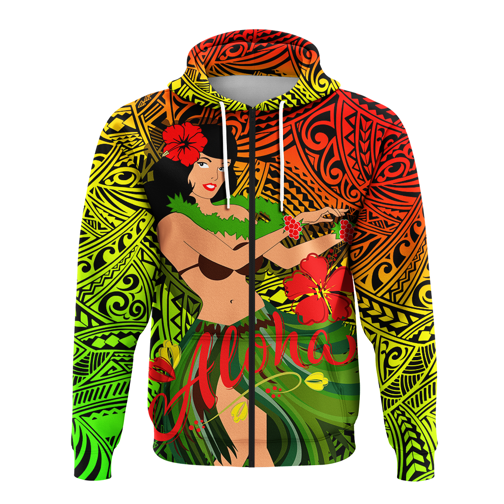 Custom Hawaii Hula Girl Reggae Hoodie LT2 - Polynesian Pride