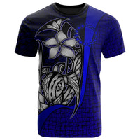 Cook Islands Polynesian T Shirt Blue Turtle with Hook Unisex Blue - Polynesian Pride
