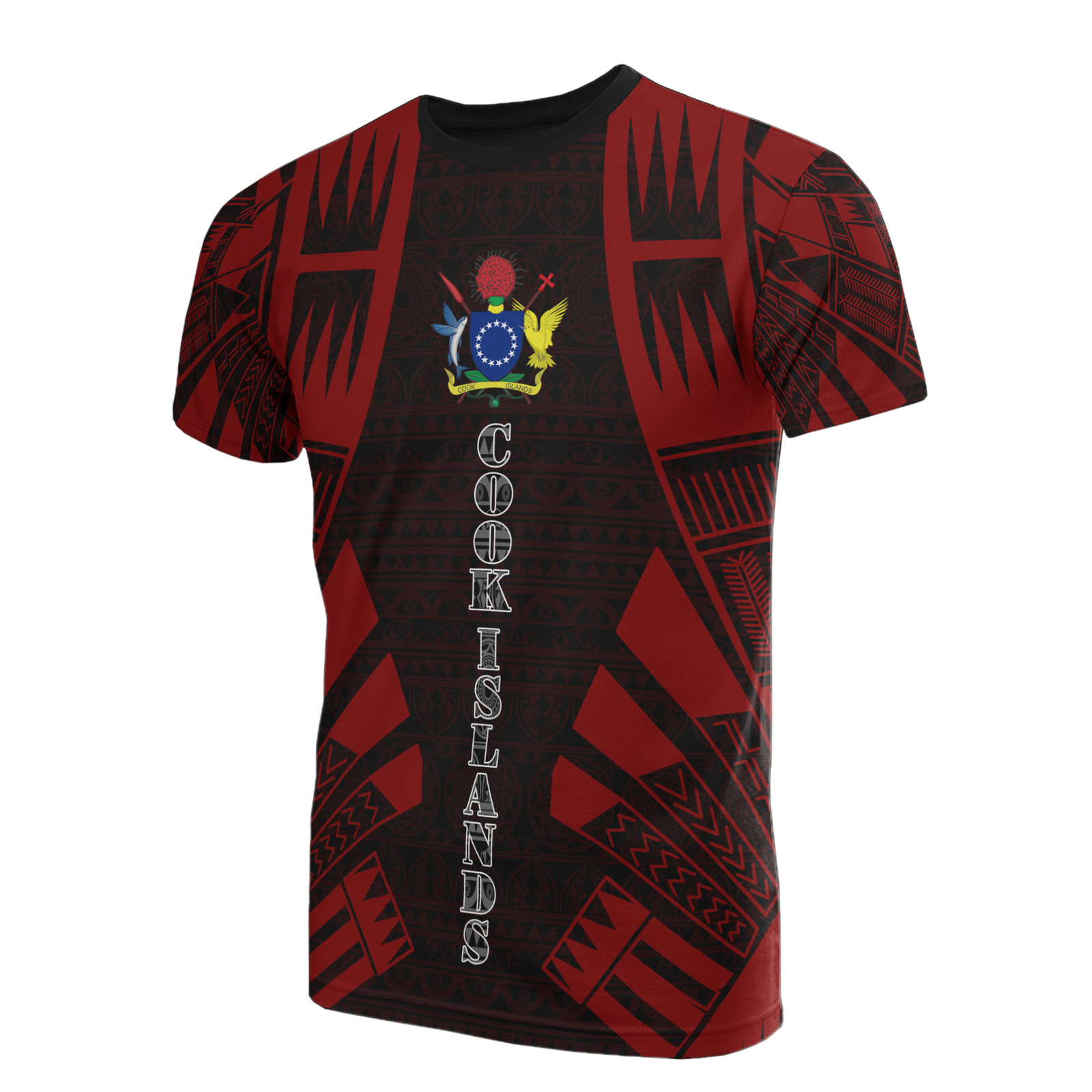 Cook Islands T Shirt Polynesian Coat of Arms Polynesian Tattoo Red Style Unisex Red - Polynesian Pride