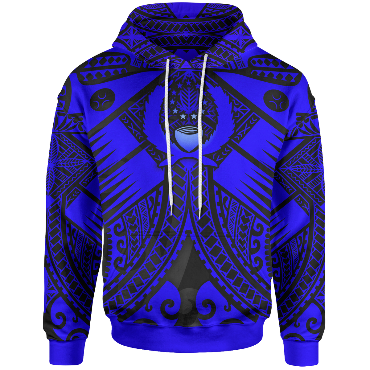 Pohnpei Hoodie Blue Seal with Polynesian Tattoo Unisex Blue - Polynesian Pride