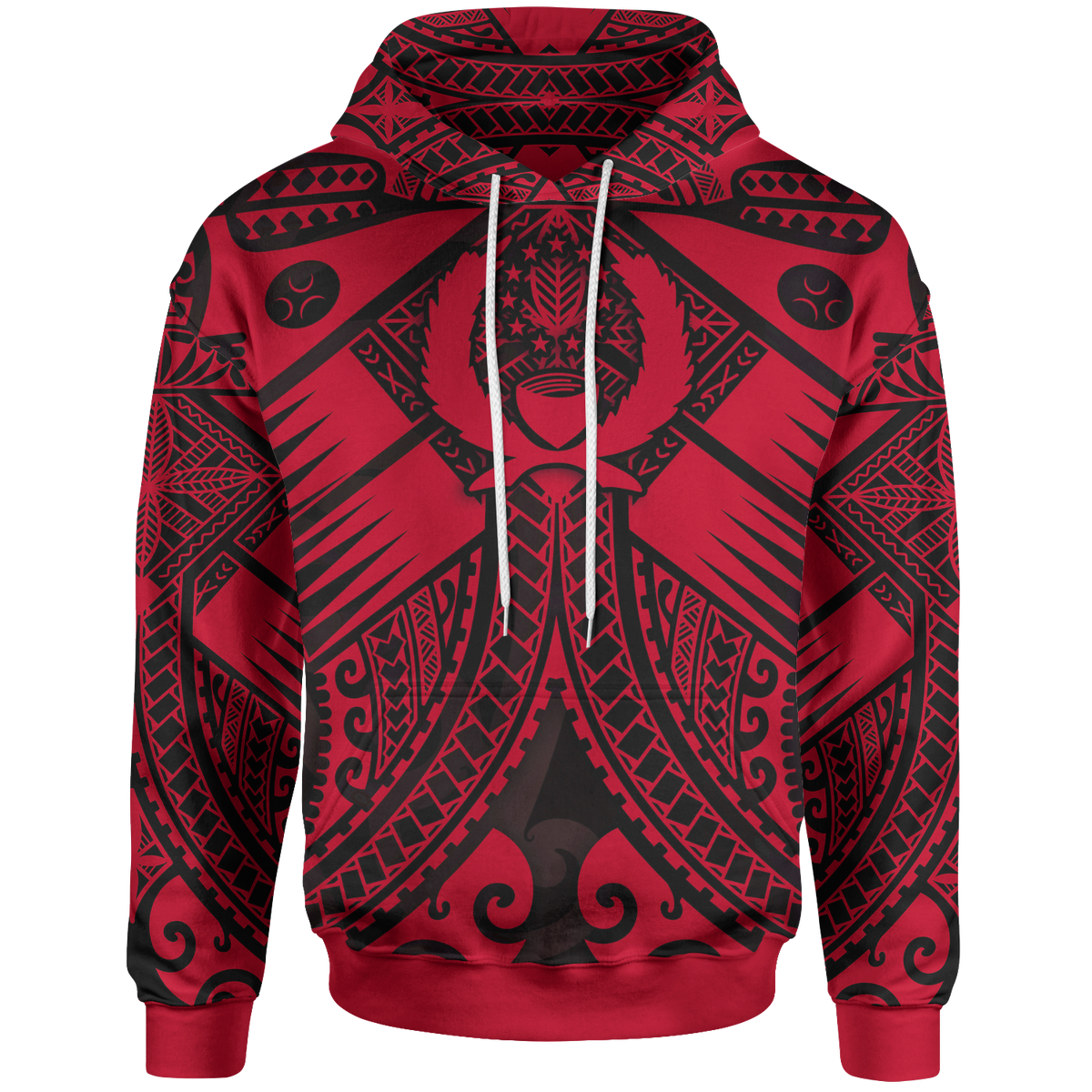 Pohnpei Hoodie Red Seal with Polynesian Tattoo Unisex Red - Polynesian Pride