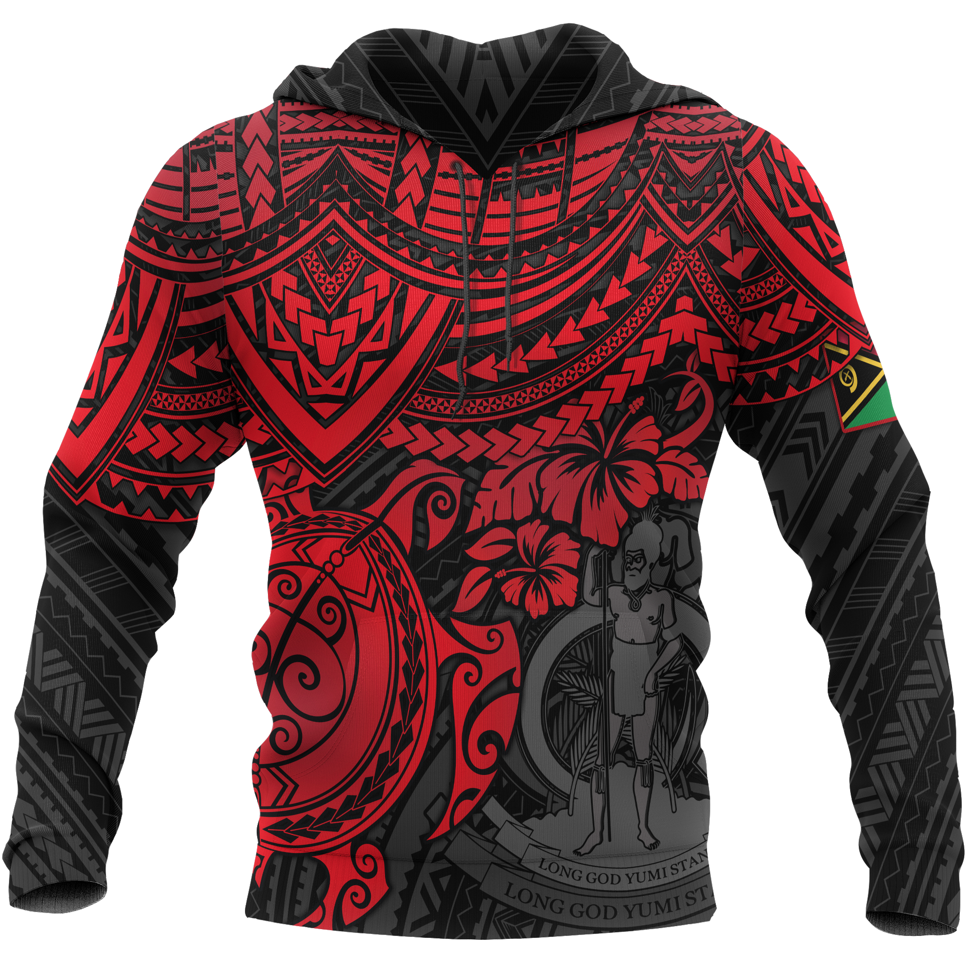 Vanuatu Polynesian Hoodie Red Turtle Unisex RED - Polynesian Pride