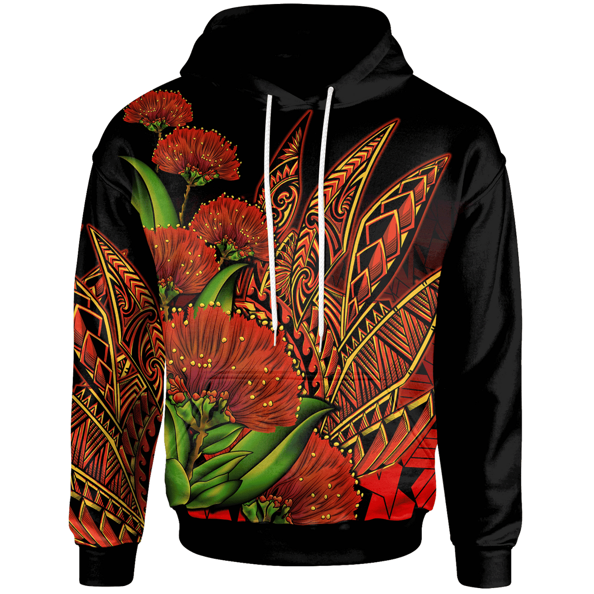 Polynesian Hawaii Hoodie Ohia Lehua Unisex Red - Polynesian Pride
