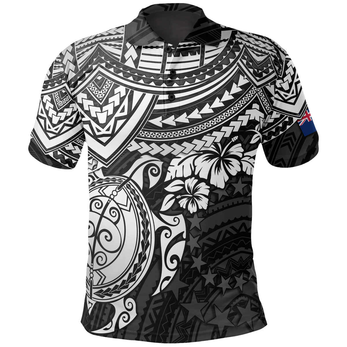 Cook Islands Polo Shirt Kuki Airani Flag White Turtle Hibiscus Unisex White - Polynesian Pride
