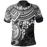 Cook Islands Polo Shirt Kuki Airani Flag White Turtle Hibiscus Unisex White - Polynesian Pride
