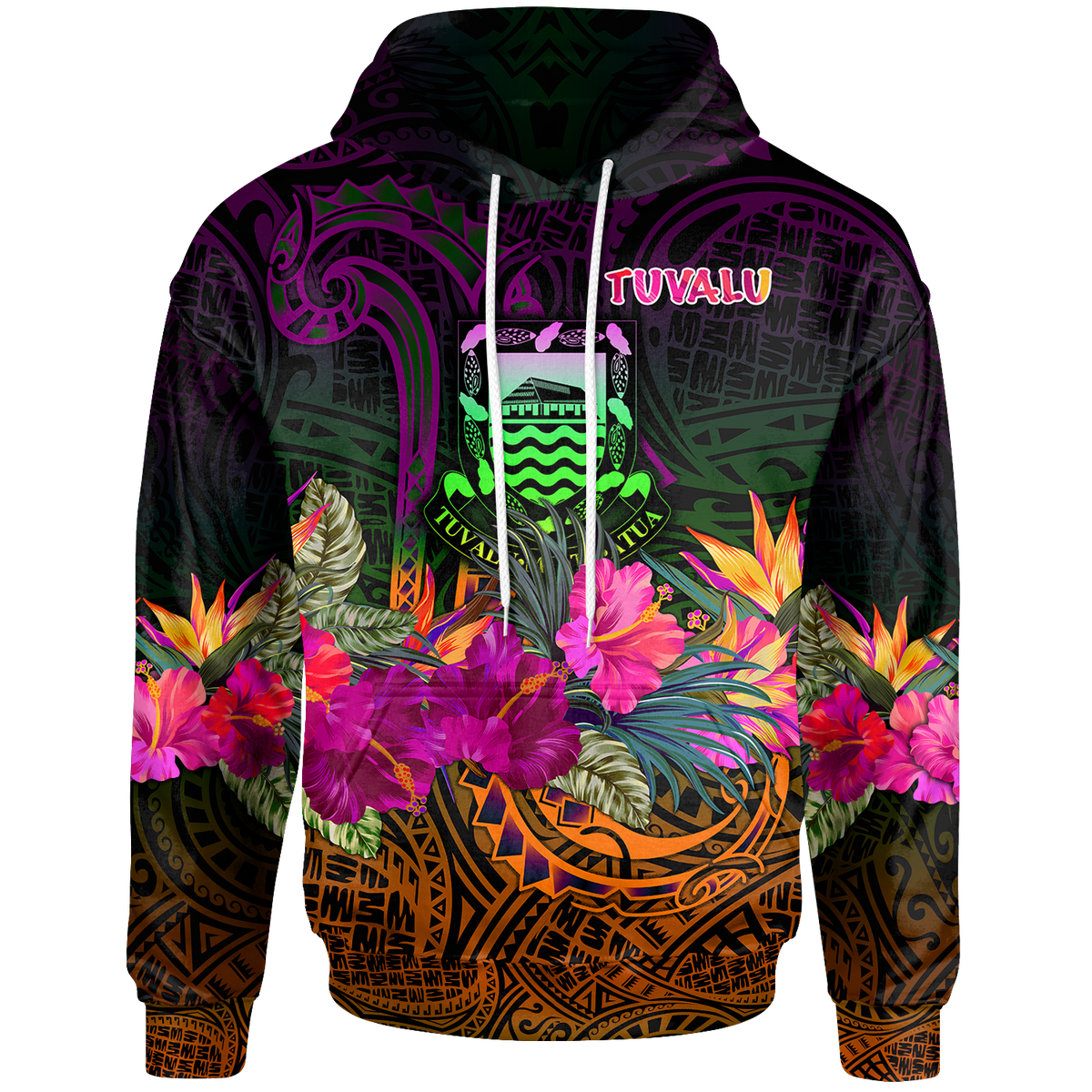 Tuvalu Hoodie Summer Hibiscus Unisex Reggae - Polynesian Pride