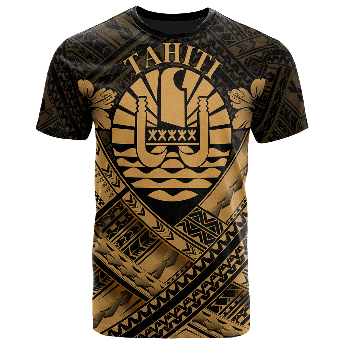 Tahiti Polynesian T Shirt Tahiti Gold Seal Camisole Hibiscus Style Unisex Art - Polynesian Pride