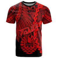 Tahiti Polynesian T Shirt Tribal Wave Tattoo Red Unisex Red - Polynesian Pride