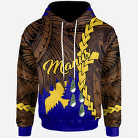 Papua New Guinea Manus Province Polynesian Hoodie Tribal Wave Tattoo Unisex Blue - Polynesian Pride