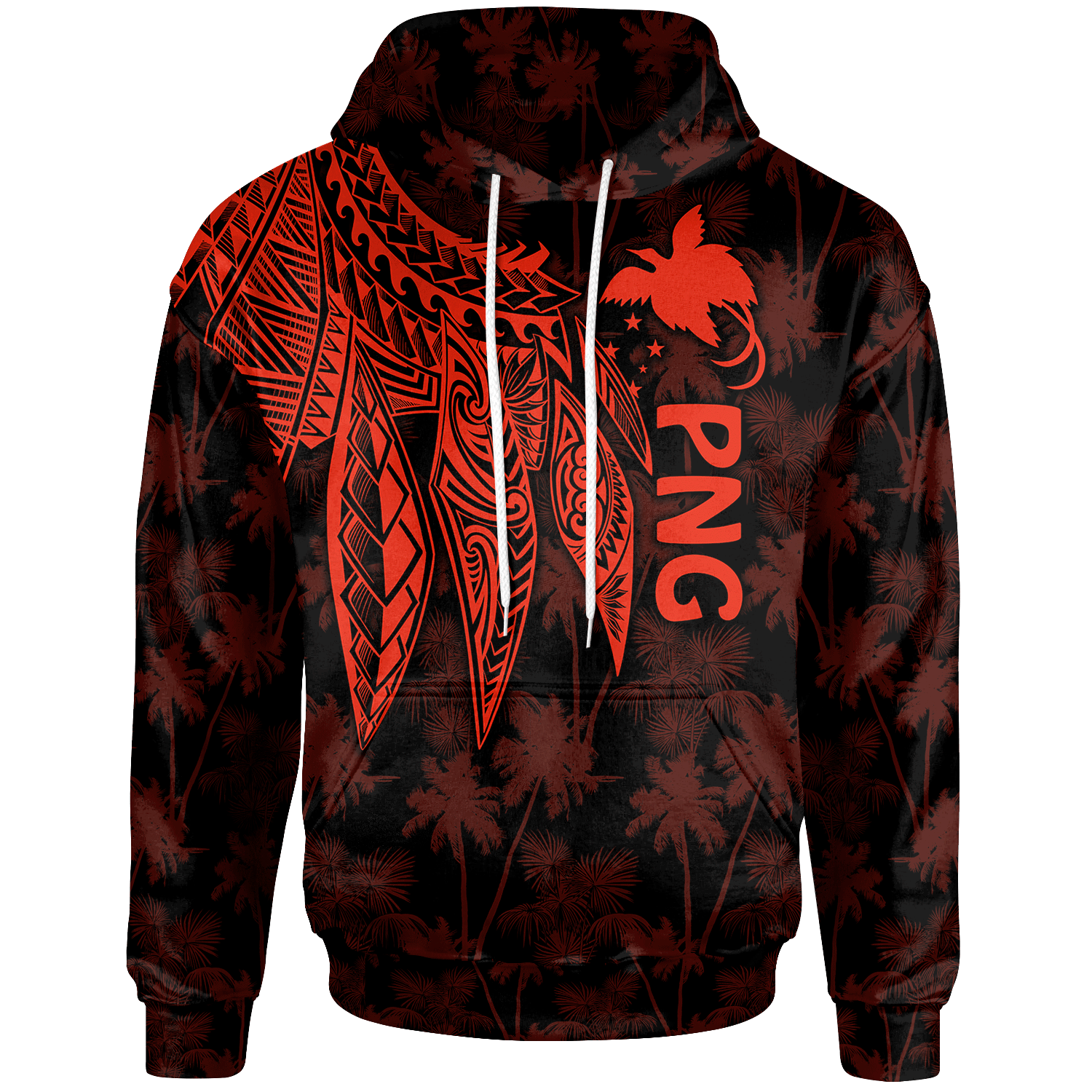 Papua New Guinea Hoodie Polynesian Wings (Red) Unisex Red - Polynesian Pride