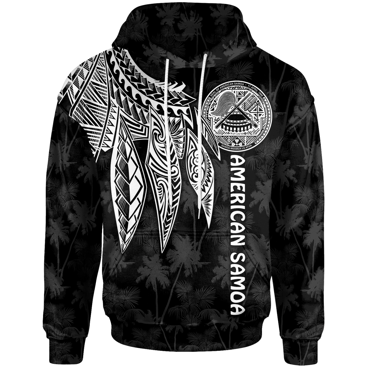 American Samoa Hoodie Polynesian Wings (White) Unisex White - Polynesian Pride