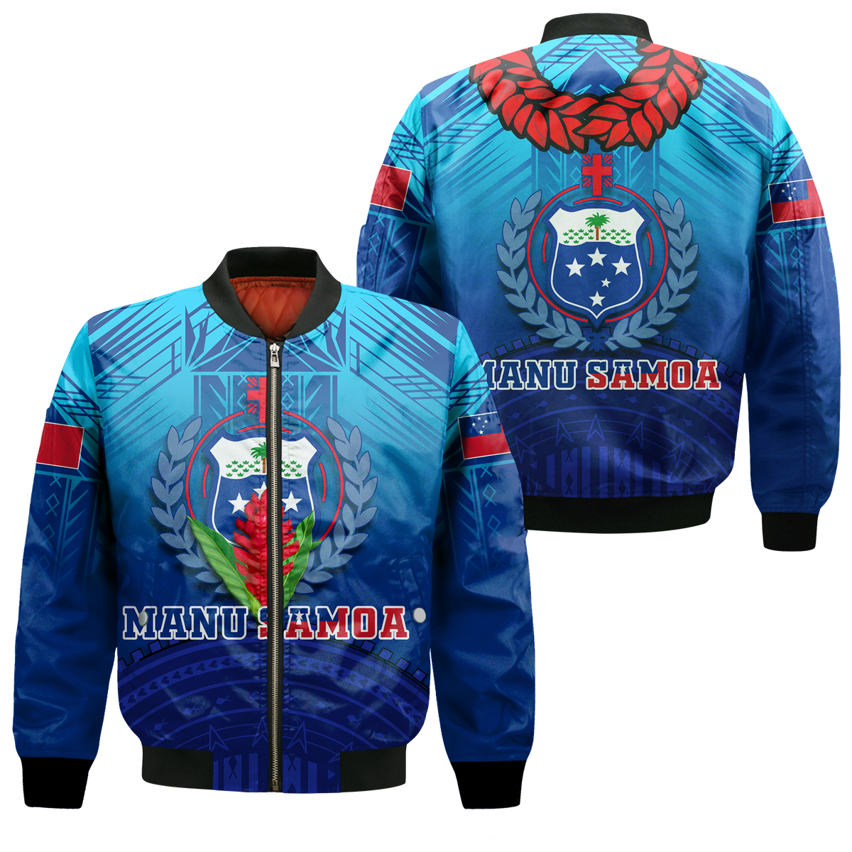 Manu Samoa Legend Bomber Jacket - LT12 Bomber Jacket Blue - Polynesian Pride