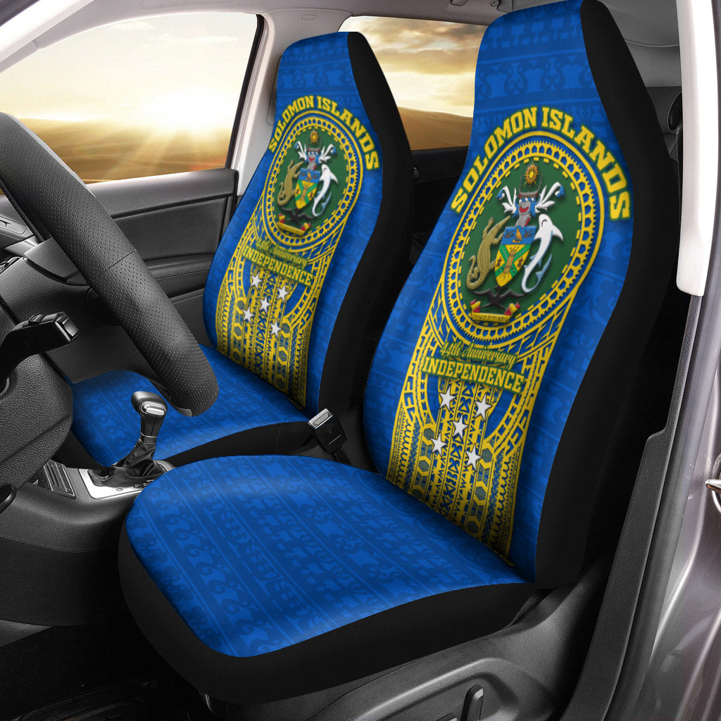Solomon Islands Independence Anniversary 44th Years Car Seat Covers - LT12 Set of 2 Universal Fit Blue - Polynesian Pride