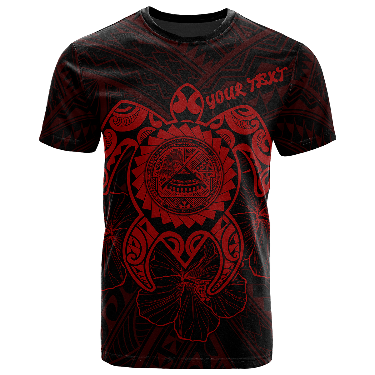 American Samoa Polynesian Custom T Shirt Vintage Polynesian Turtle (Red) Unisex Red - Polynesian Pride
