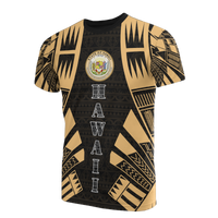 Hawaii T Shirt Hawaii Seal Polynesian Tattoo Gold Style Unisex Black-Gold - Polynesian Pride