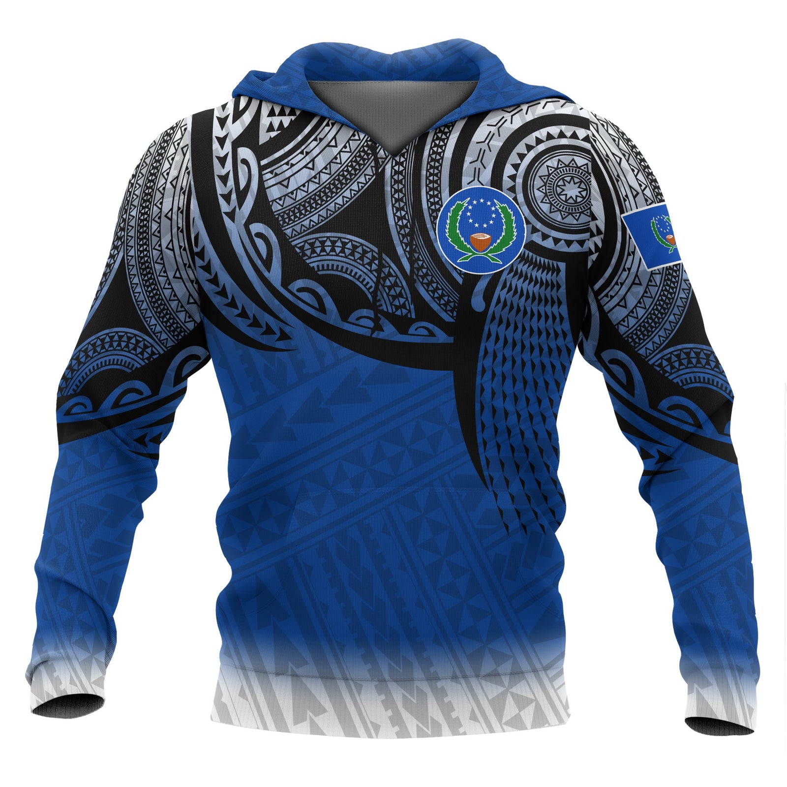 Pohnpei Micronesia Hoodie Tattoo Pattern Unisex Blue - Polynesian Pride