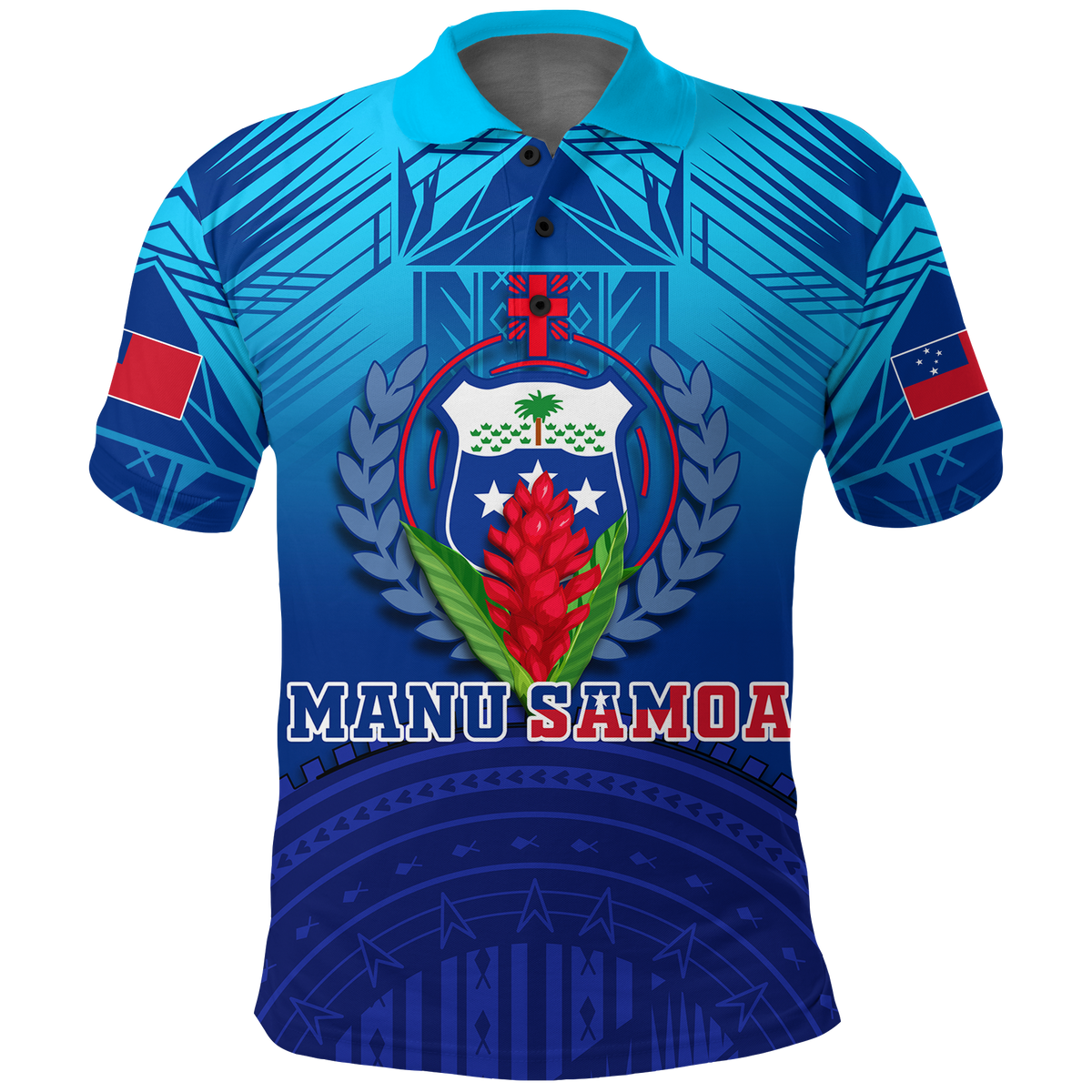 Manu Samoa Legend Polo Shirt LT12 Unisex Blue - Polynesian Pride