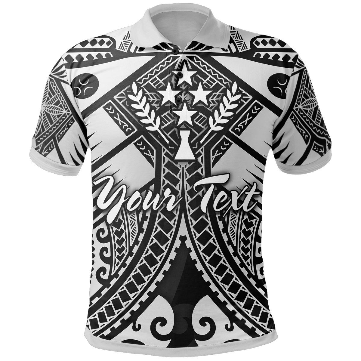 Kosrae Custom Polo Shirt White Seal with Polynesian Tattoo Unisex White - Polynesian Pride