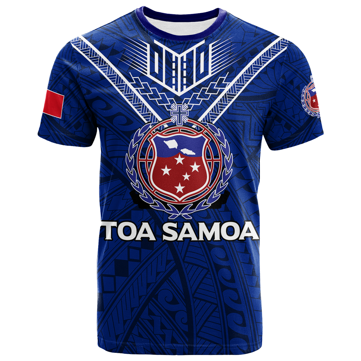 Toa Samoa Rugby T Shirt Samoan Warrior Pride LT12 Blue - Polynesian Pride