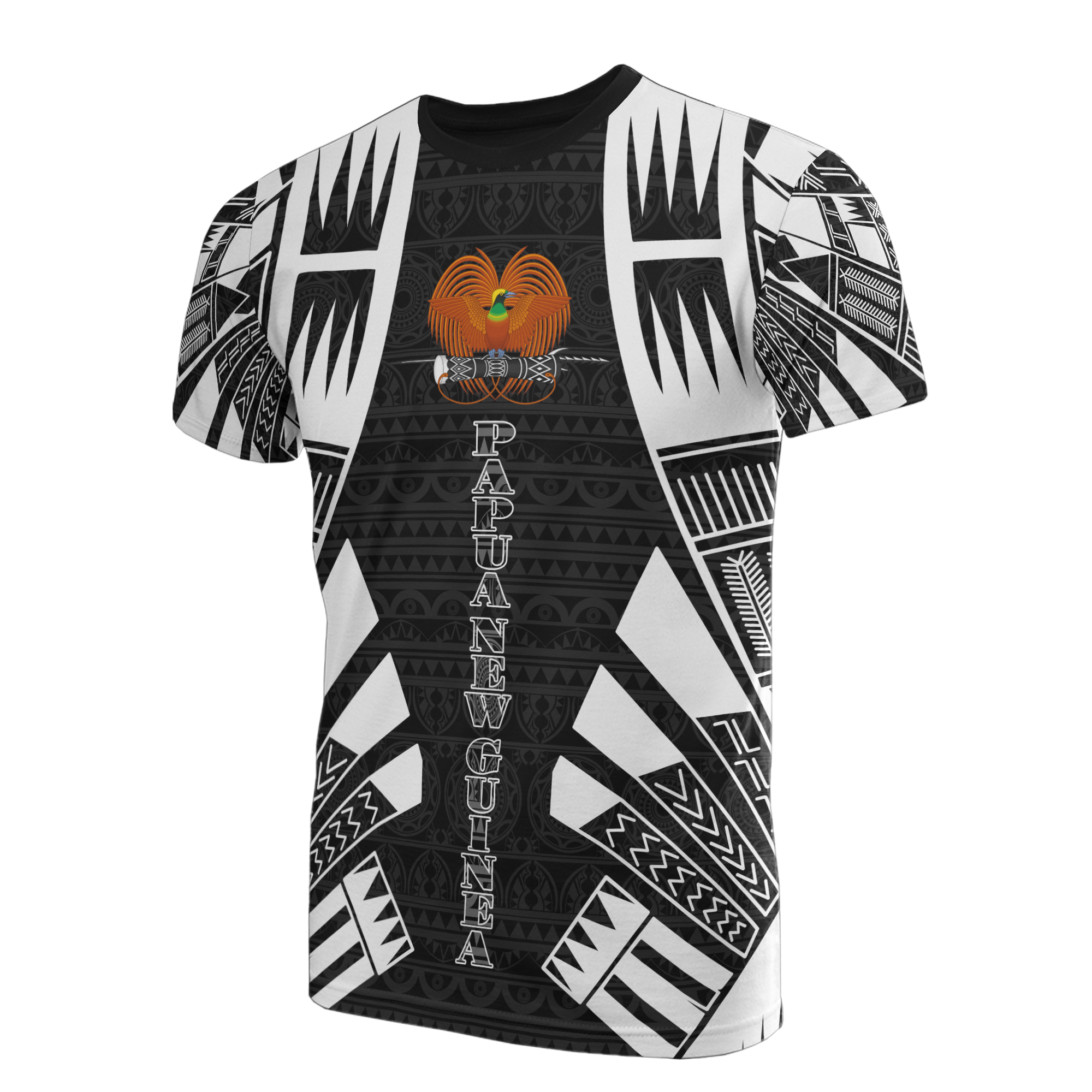 Papua New Guinea T Shirt Papua New Guinea Coat Of Arms Polynesian Tattoo Style Unisex Black - Polynesian Pride