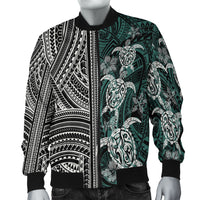 Polynesian Bomber Jacket - Turtle With Ethnic Motives And Floral Elements - LT20 - Polynesian Pride