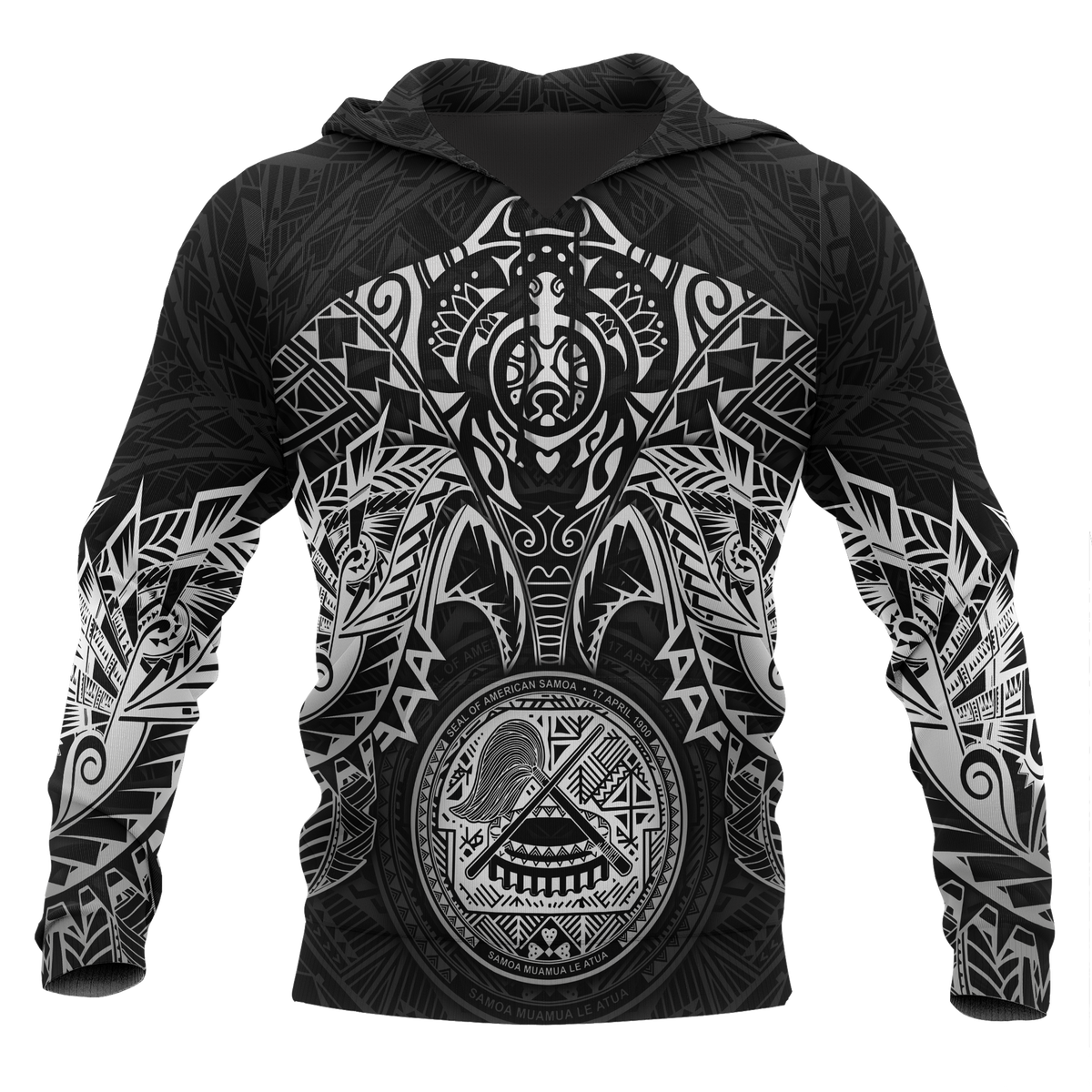 American Samoa Polynesian Hoodie White Turtle Manta Ray Unisex WHITE - Polynesian Pride