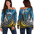 (Custom Personalised) Vanuatu Sanma Province Tribal Pattern Women Off Shoulder Sweater - LT12 Women Off Shoulder Sweater Blue - Polynesian Pride