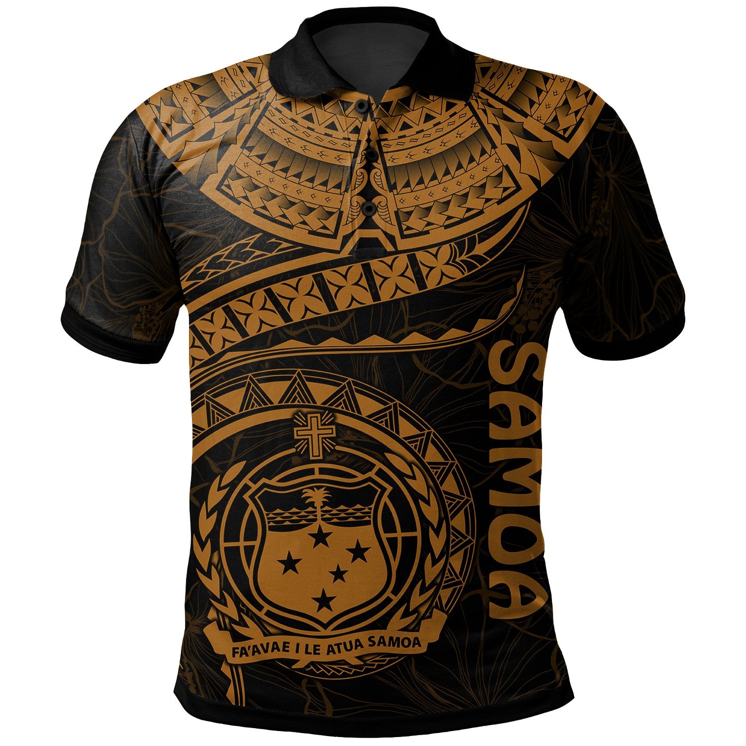 Polynesian Samoa Polo Shirt Samoan Waves (Golden) Unisex Golden - Polynesian Pride