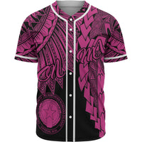Northern Mariana Islands Polynesian Baseball Shirt - Tribal Wave Tattoo Pink Unisex Pink - Polynesian Pride