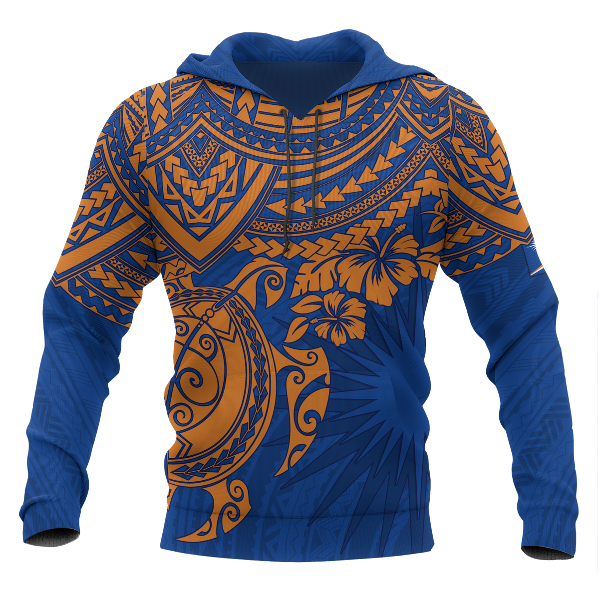 Marshall Islands Polynesian Hoodie Blue Turtle Unisex Blue - Polynesian Pride