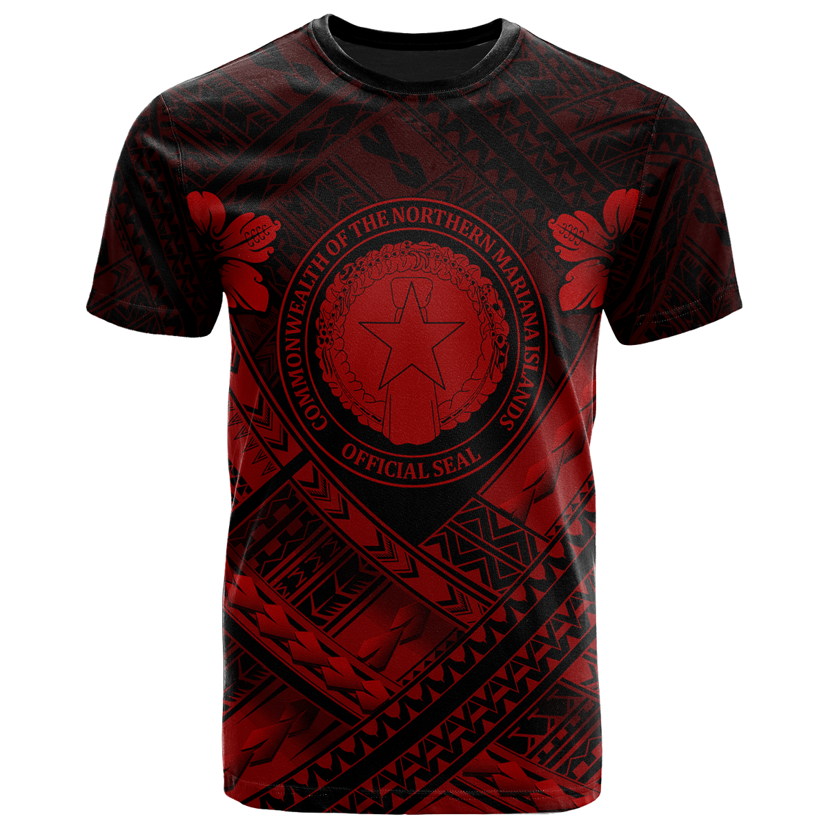 Northern Mariana IslandsT Shirts CNMI Seal Camisole Hibiscus Style (Red) Unisex Red - Polynesian Pride