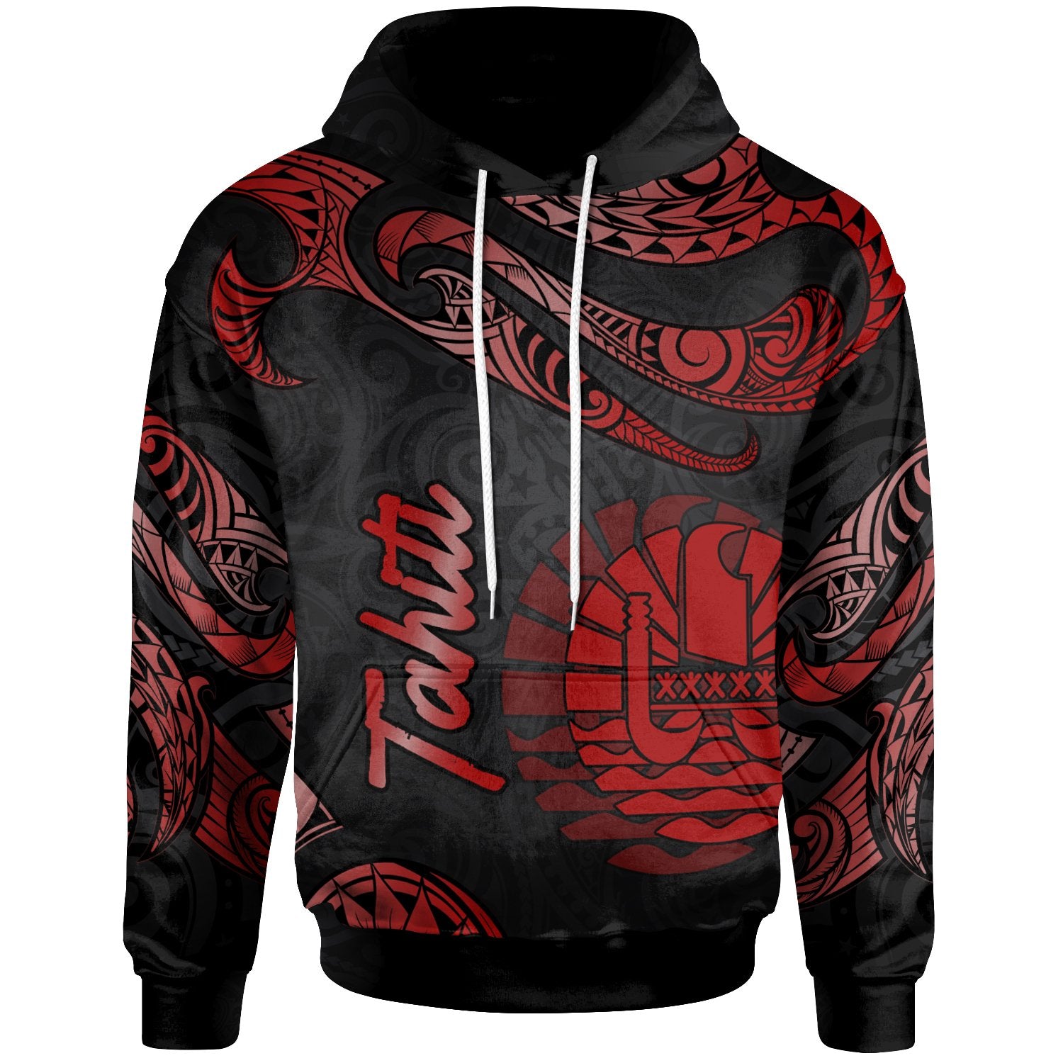 Tahiti Hoodie Polynesian Tattoo Red Version Unisex Red - Polynesian Pride
