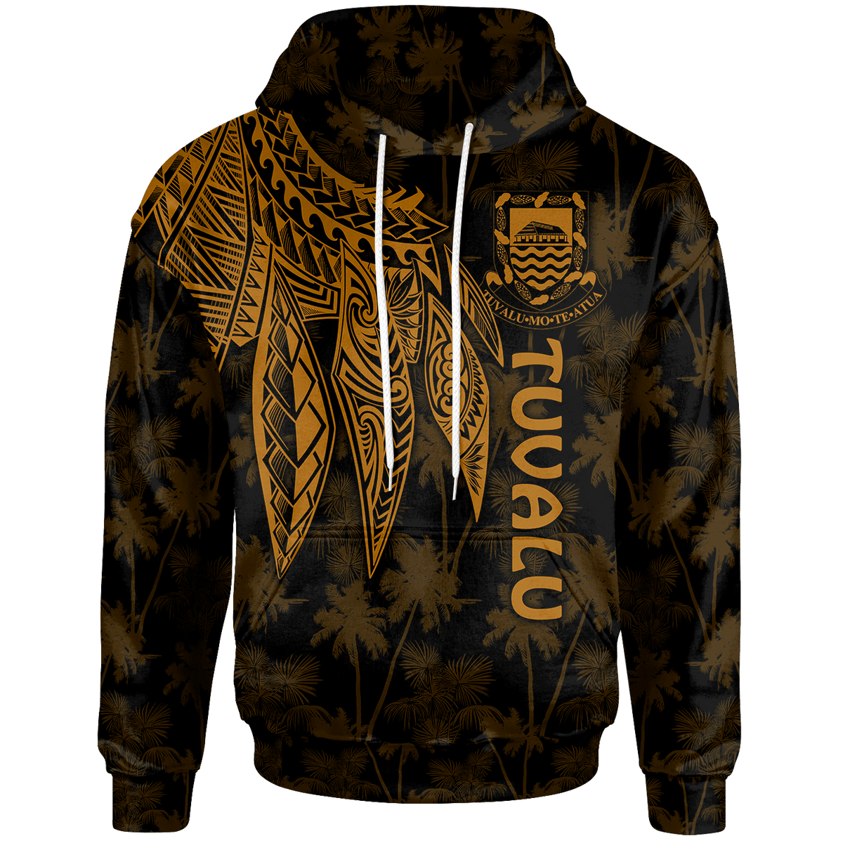 Tuvalu Hoodie Polynesian Wings (Golden) Unisex Golden - Polynesian Pride