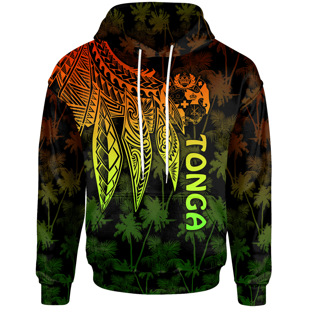 Tonga Hoodie Polynesian Wings (Reggae) Unisex Reggae - Polynesian Pride