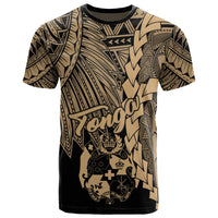 Tonga Polynesian T Shirt Tribal Wave Tattoo Gold Unisex Gold - Polynesian Pride