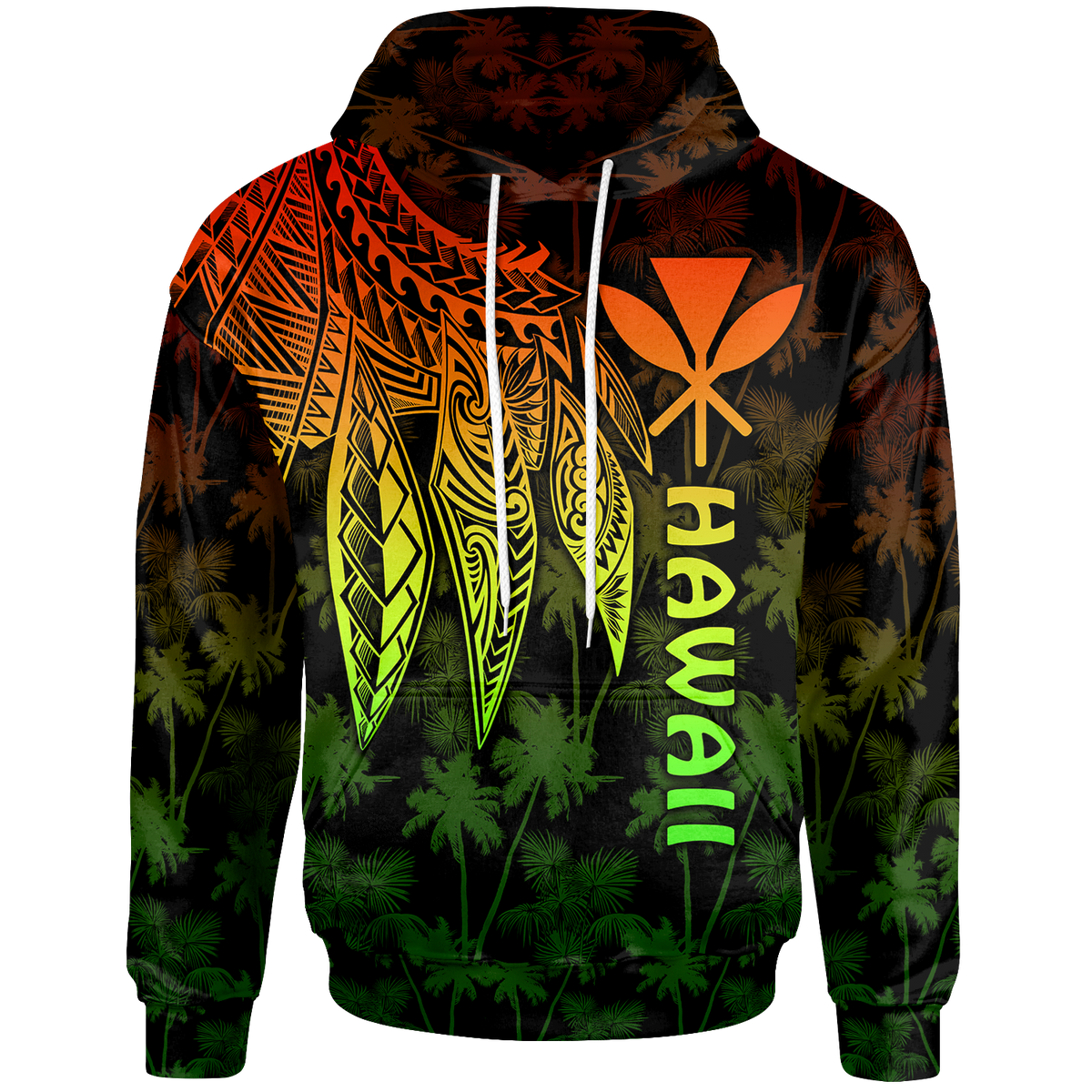 Polynesian Hawaii Kanaka Maoli Hoodie Polynesian Wings (Reggae) Unisex Reggae - Polynesian Pride
