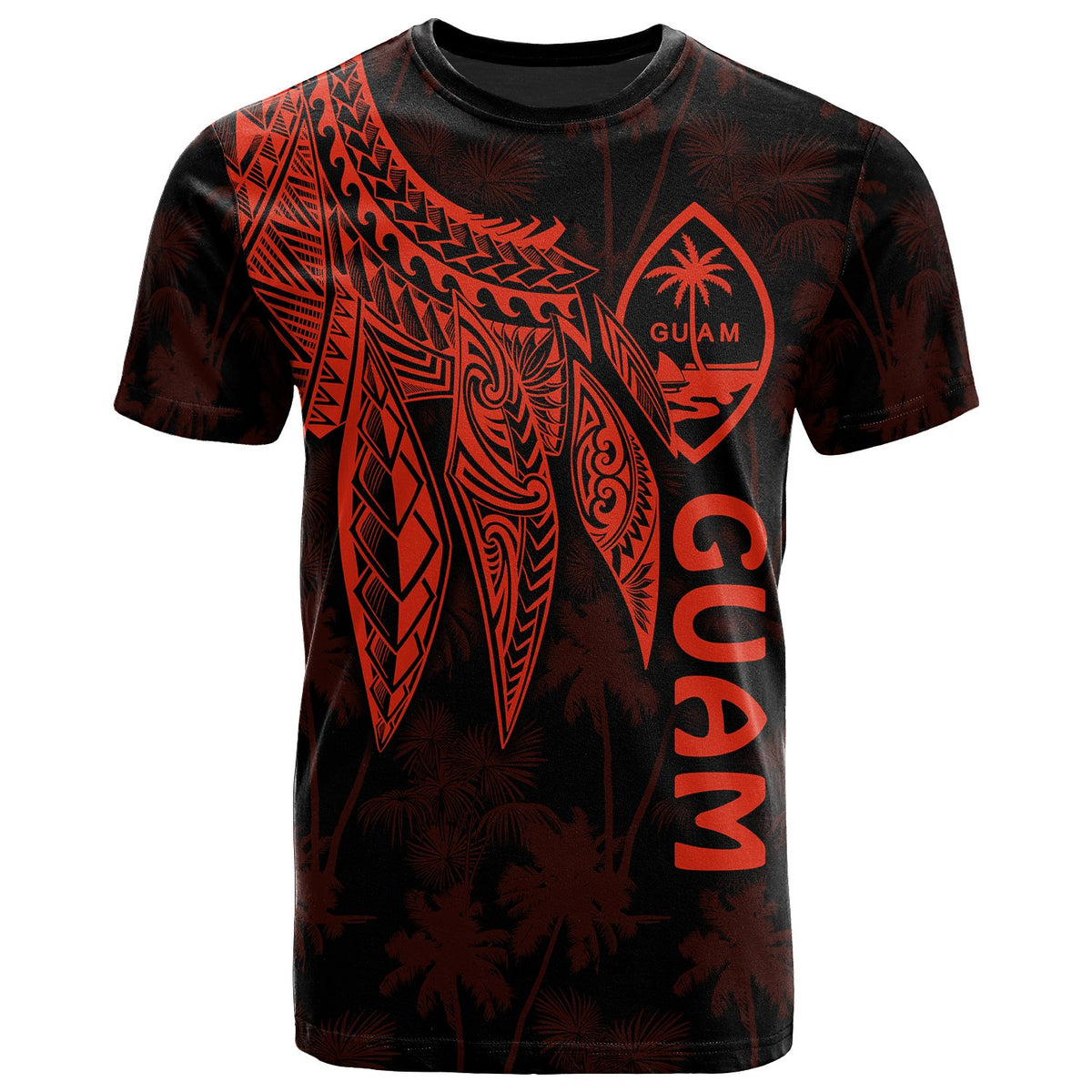 Guam T Shirt Polynesian Wings (Red) Unisex Red - Polynesian Pride