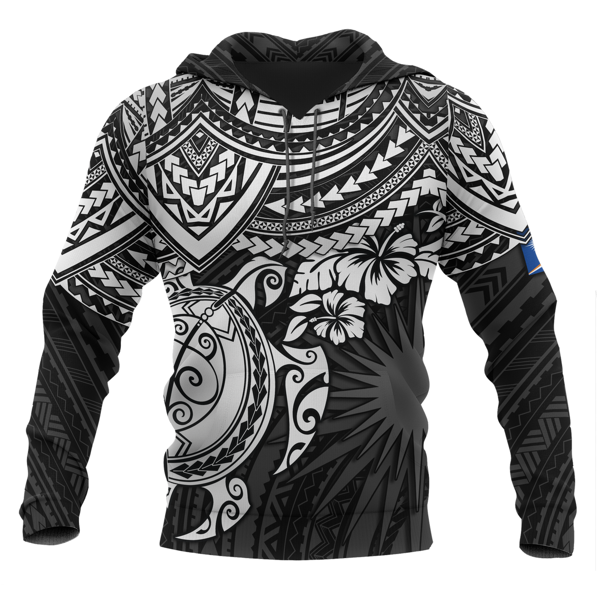 Marshall Islands Polynesian Hoodie White Turtle Unisex White - Polynesian Pride