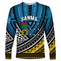(Custom Personalised) Vanuatu Sanma Province Tribal Pattern Long Sleeve Shirt - LT12 Unisex Blue - Polynesian Pride