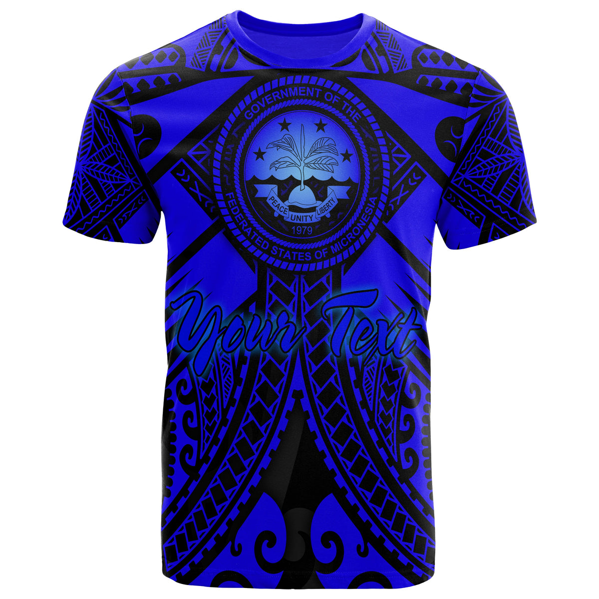 Fsm Custom T Shirt Blue Seal with Polynesian Tattoo Unisex Blue - Polynesian Pride