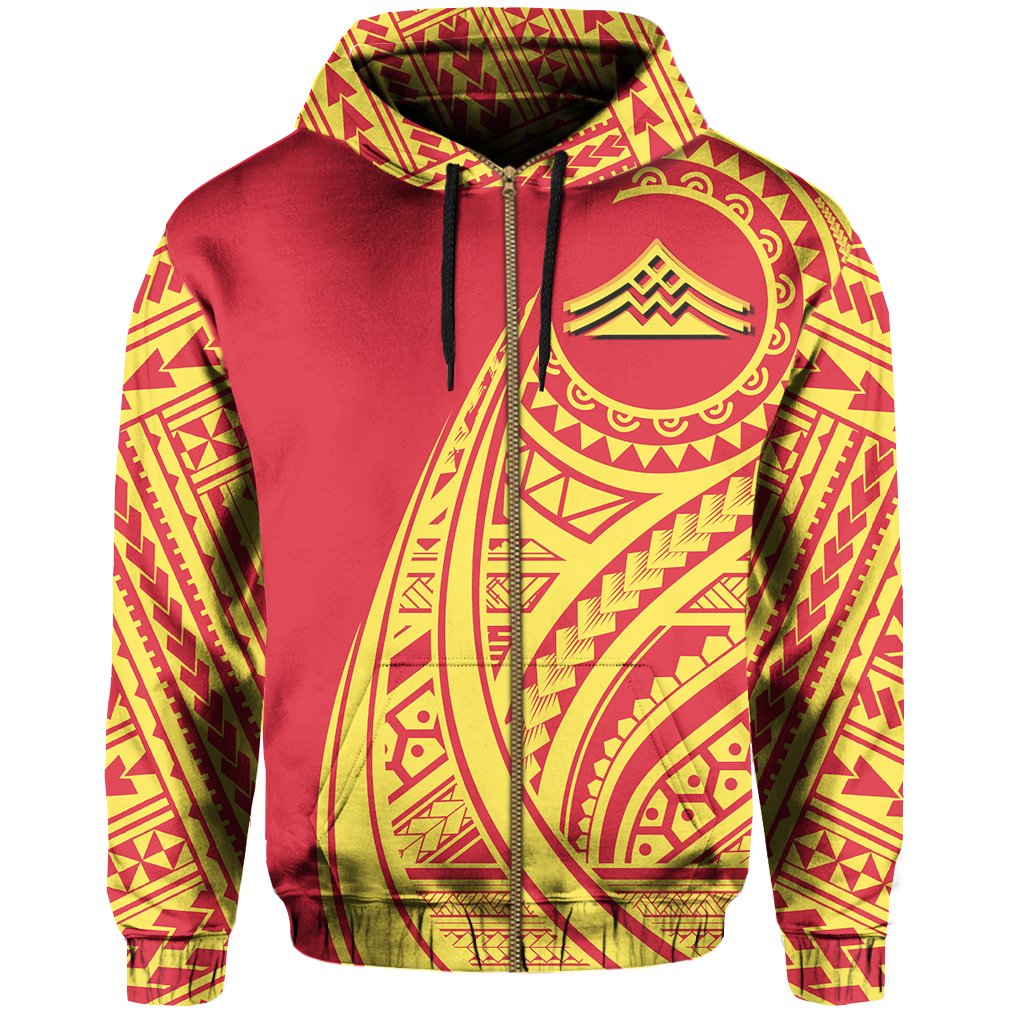 Hawaii Mauna Kea Polynesian Zip up Hoodie Tatoo Style - Polynesian Pride