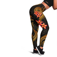 American Samoa Polynesian Women Legging - Gold Plumeria - Polynesian Pride