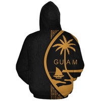Guam Polynesian Custom Hoodie Yellow Line - Polynesian Pride